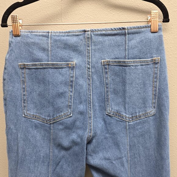 SO Flare Jeans Womens 9 29W Blue Lace Up Front High Waist Frayed Hem Retro Y2K - Picture 5 of 11